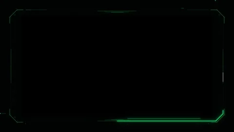 Rectangular futuristic digital interface frame with subtle green glowing ac.. 動画素材 335826602