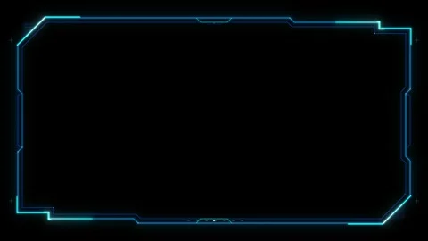 Rectangular futuristic HUD frame with sharp blue neon lines and digital acc.. 動画素材 334945307