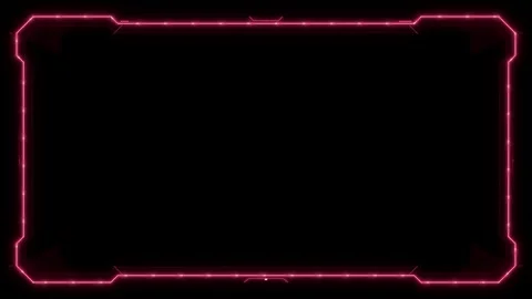 Rectangular futuristic HUD frame with vibrant pink neon edges and digital a.. 動画素材 334945283