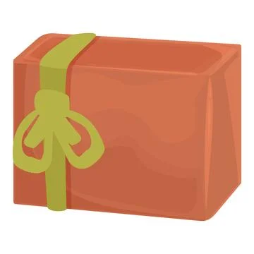 Rectangular gift box wrapped with green ribbon lying on white background イラスト素材