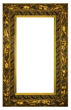 Rectangular Gilded Frame Isolated with Clipping Path on white background Stock Photos