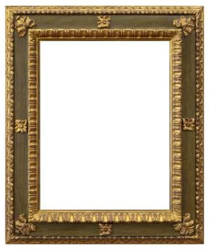 Rectangular gilded wooden antique empty picture frame Stock Photos