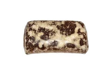 Rectangular gingerbread with filling on a white background top view. Stock Photos