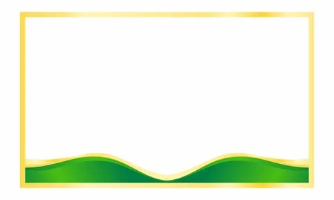 A Rectangular Gold Frame Border with a Green Wavy Base, Providing a Clean L.. Stock Illustration