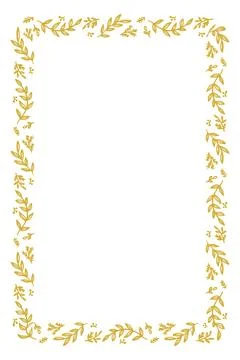 Rectangular golden frame with leaves and berries, winter holidays festive vector Stock Illustration