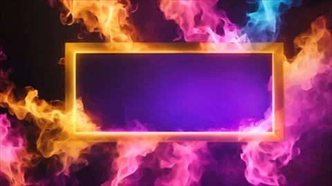 Rectangular golden glowing horizontal frame coming from its side, colorful .. Vídeos de archivo 273954506