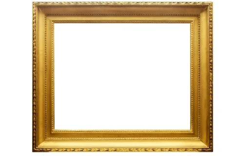 Rectangular Golden Picture Frame with Clipping Path Photos