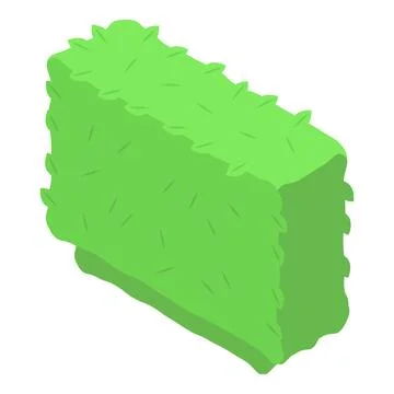 Rectangular green hay bale sitting in field Stock Illustration