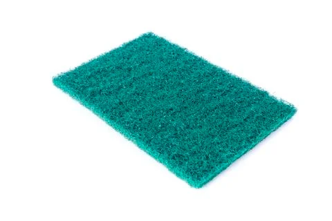 Rectangular green wiry washing sponges with coarse scrubbing power Foto stock