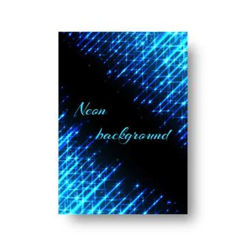 Rectangular greeting card with neon light Stock Illustration