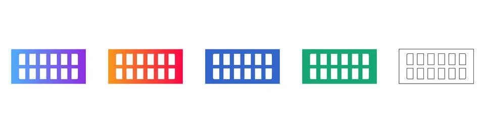Rectangular Grid Panel Vector Icon Set Stock Illustration