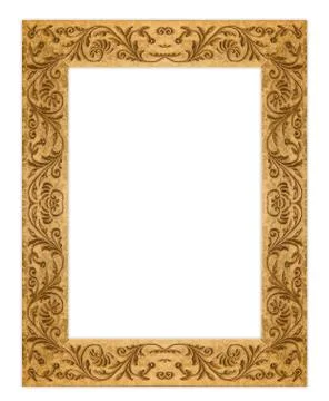 Rectangular grunge dirty old golden picture frame Stock Photos