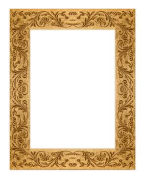 Rectangular Grunge Dirty Old Golden Picture Frame Stock Photos