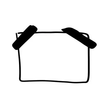 Rectangular hand drawn frame. Doodle in linear style with scribble border. Si Stock Illustration