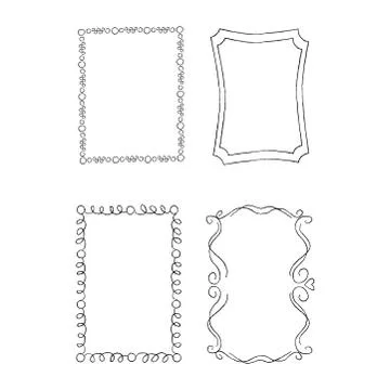 Rectangular Hand Drawn Ornate Frames Vector Set Illustrazione stock