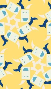 Rectangular Happy Face Pattern 库存插图