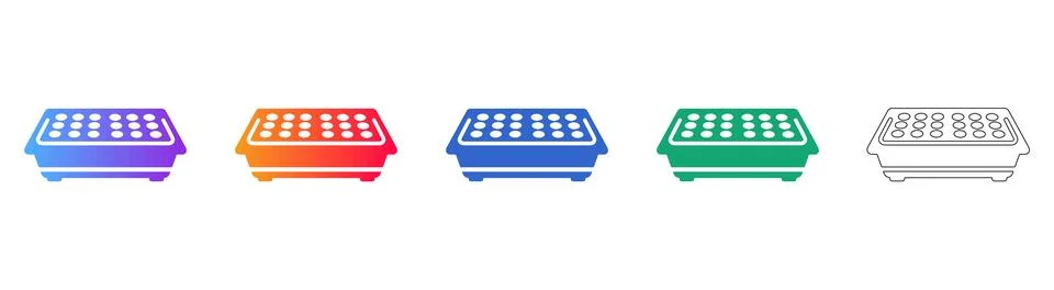 Rectangular Hatching Tray Icon Set 스톡 일러스트