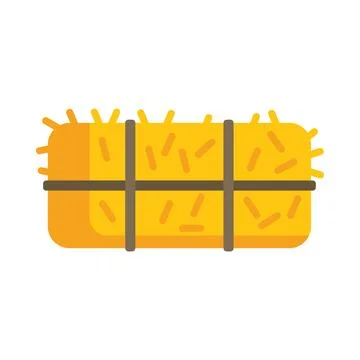 Rectangular hay bale tied with ropes for animal feed Stock Illustration