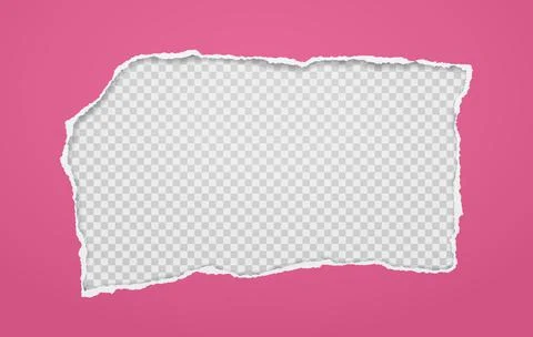 Rectangular hole composition in pink paper with torn edges and soft shadow is on Stock Illustration