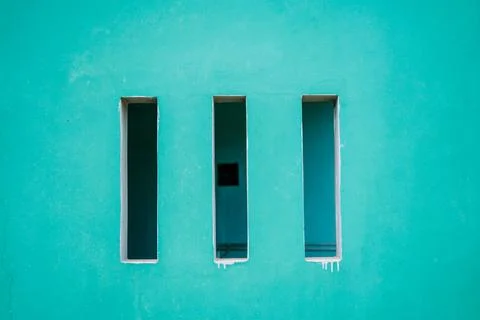 A rectangular hollow design on a wall, adding unique texture and character .. Stock Photos