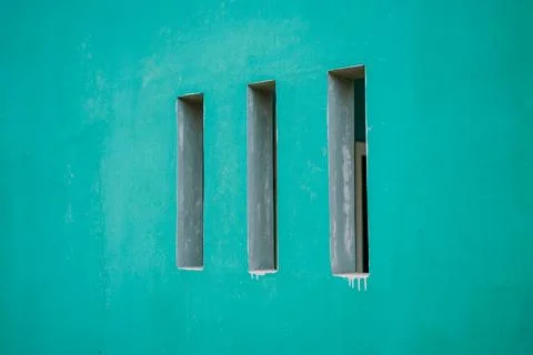 A rectangular hollow design on a wall, adding unique texture and character .. Stock Photos