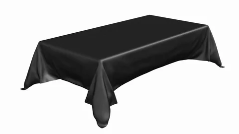 Rectangular horizontal black tablecloth with luma matte Stock Footage 114486831