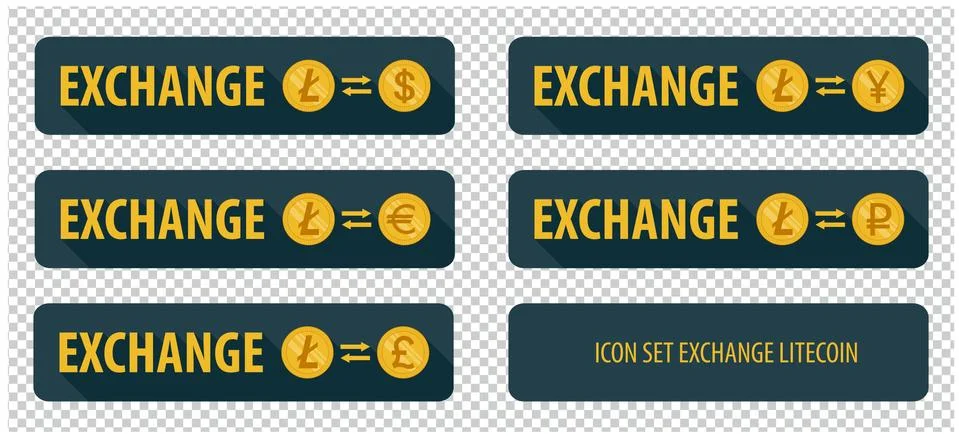 Rectangular horizontal buttons exchange cryptocurrency Litecoin Stock-Illustration