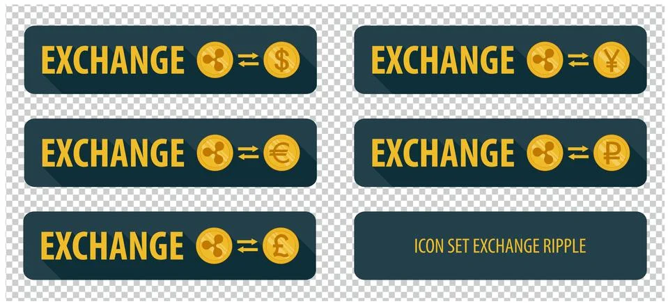 Rectangular horizontal buttons exchange cryptocurrency Ripple Stockillustratie