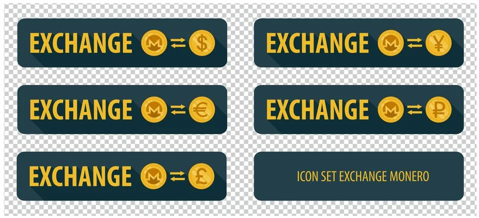 Rectangular horizontal buttons exchange cryptocurrency Monero Stock-Illustration