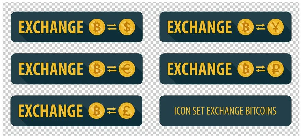 Rectangular horizontal buttons exchange cryptocurrency Stockillustratie