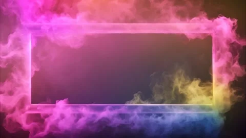 Rectangular horizontal frame around colorful moving smoke, dark background. Stock Footage 273953887