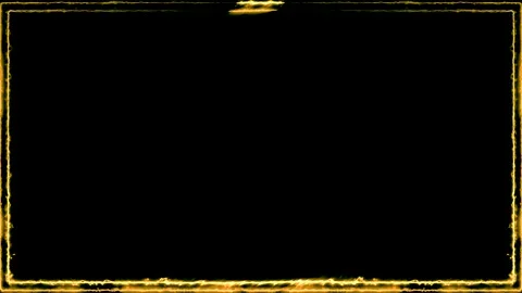 Rectangular horizontal glowing neon shiny gold yellow lines closed frame wi.. Stock Footage 270315220