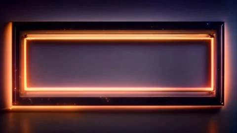 Rectangular horizontal glowing orange frame on a darkening glowing background Vídeos de archivo 273954670