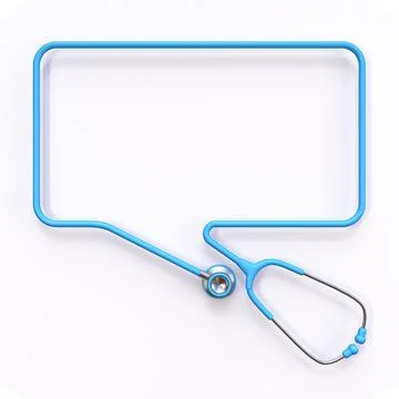 Rectangular horizontal stethoscope comic bubble 3D Stock Illustration