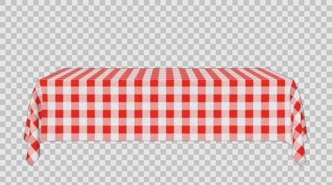 Rectangular horizontal tablecloth with red checkered pattern Stock Footage 68976635