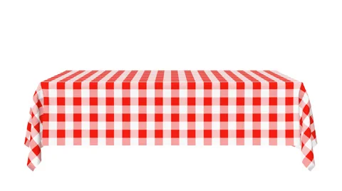 Rectangular horizontal tablecloth with red checkered pattern Stock Footage 68979235