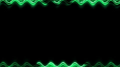 Rectangular horizontal wavy glowing neon shiny green long lines frame with .. Stockbeeldmateriaal 270315317