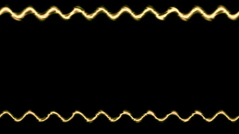 Rectangular horizontal wavy glowing neon shiny fiery orange long lines fram.. Stock Footage 270315441