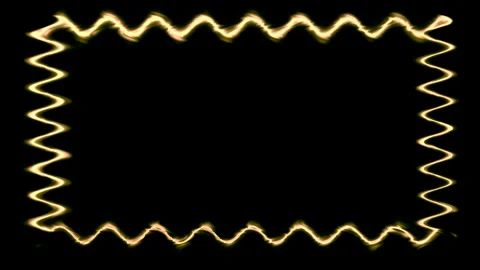 Rectangular horizontal wavy glowing neon shiny fiery orange closed lines fr.. Stock Footage 270315478