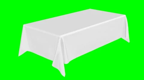 Rectangular horizontal white tablecloth with green screen Stock Footage 68942109