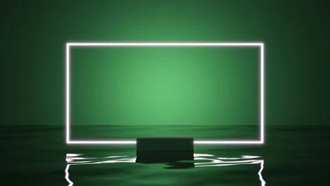 Rectangular Illuminated 3D Podium Over Water, Studio Scene 库存影片 220495587