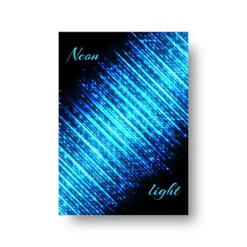 Rectangular invitation with neon light Stock Illustration