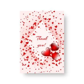 Rectangular invitation with scarlet hearts Stock-Illustration