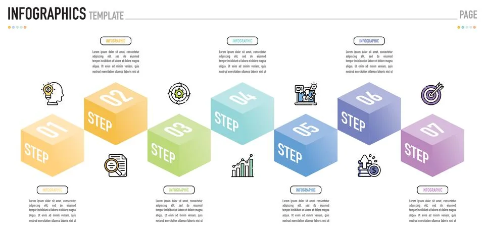 Rectangular isometric infographic for business presentation Stock Illustration