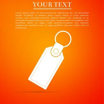 Rectangular key chain with ring for key icon isolated on orange background. Flat イラスト素材