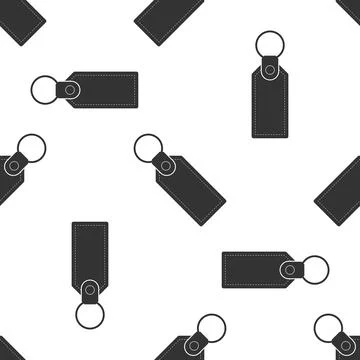 Rectangular key chain with ring for key icon seamless pattern on white Stock Illustration