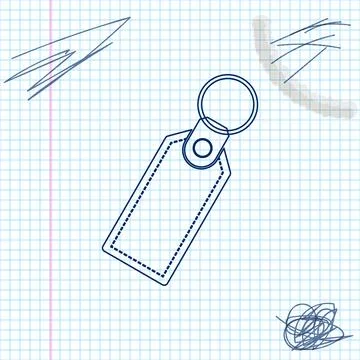 Rectangular key chain with ring for key line sketch icon isolated on white Stock Illustration