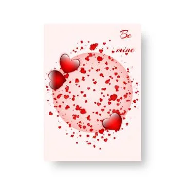 Rectangular leaflet with scarlet hearts Stock Illustration