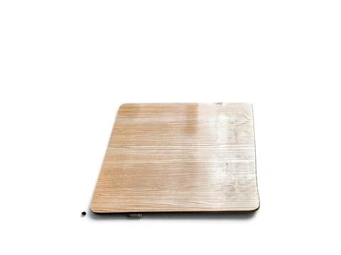 Rectangular Light Brown Wooden Board with Wood Grain Texture Isolated on White Stock Photos