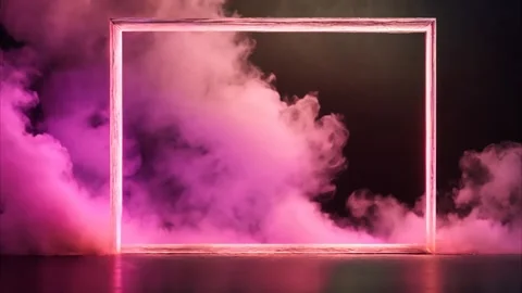 Rectangular light frame on a dark background with slowly moving dry ice smoke 動画素材 273954237